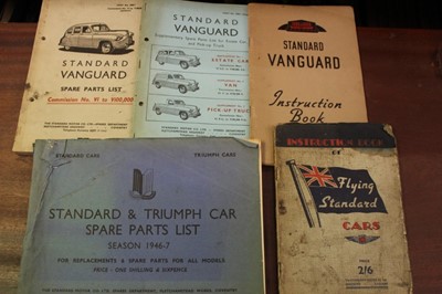 Lot 2038 - Collection of 15 Austin, Standard and Triumph parts lists, instruction and hand books (to include Pre War models)