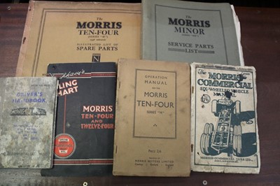 Lot 2039 - Collection of 14 Morris, Vauxhall and Bedford Spare parts lists, instruction and handbooks books (to include Pre War models)