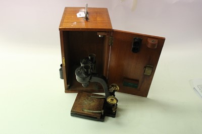 Lot 2666 - Vintage microscope by Charles Perry, London, in mahogany case