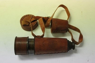 Lot 2656 - Reproduction leather covered brass spotting scope marked 'Kelvin & Hughes 1917'