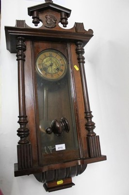 Lot 2512 - Late 19th century mahogany Vienna style wall clock with carved profile portrait