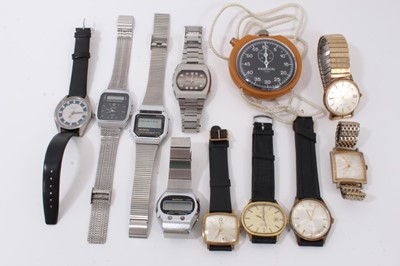 Lot 219 - Collection of ten wristwatches to include Beltime LCD quartz, Avia and Smiths, together with an Ingersoll stopwatch (11)