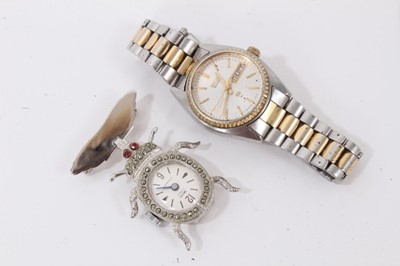Lot 220 - Art Deco silver and blue guilloche enamel pendant watch, together with silver and blue guilloche enamel ladies wristwatch, Snoopy wristwatch and others (10)