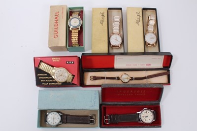 Lot 225 - Collection of vintage gentleman's new old stock wristwatches in original boxes to include Ingersoll Triumph, Smiths Empire, Guildhall, Denby and others (7)