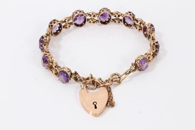 Lot 255 - 9ct gold amethyst bracelet