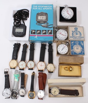 Lot 227 - Vintage new old stock gentleman's Newmark wristwatch in box, together with other wristwatches to include Paul Jobin, Poasis, Denby and various stopwatches
