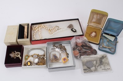 Lot 230 - 9ct gold gem set pendant and chain, another 9ct gold chain, vintage Christian Dior necklace, together with assorted costume jewellery