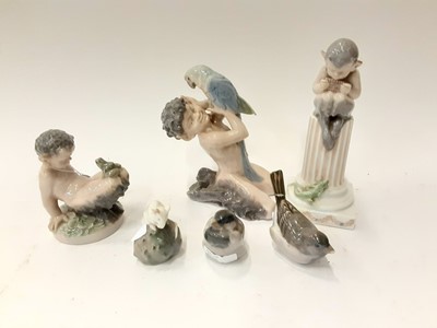 Lot 1236 - Three Royal Copenhagen fawn figures and other Copenhagen