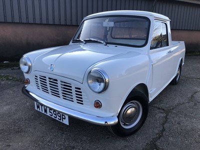 Lot 1980 - 1976 Mini 850 Pickup, 848cc, Reg. No. MTW 599P, finished in white with a vinyl interior.