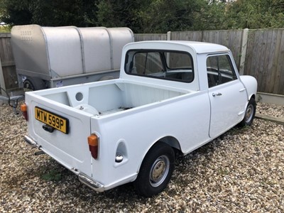 Lot 1980 - 1976 Mini 850 Pickup, 848cc, Reg. No. MTW 599P, finished in white with a vinyl interior.