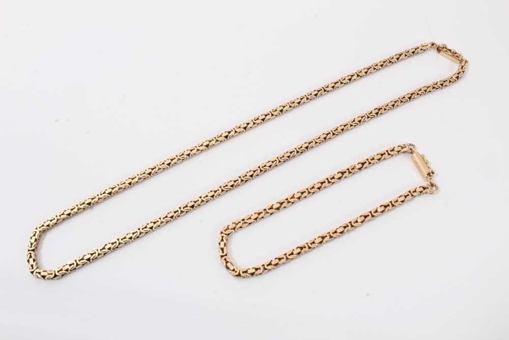 Lot 262 - 9ct gold fancy link chain and matching bracelet
