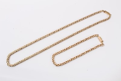 Lot 262 - 9ct gold fancy link chain and matching bracelet