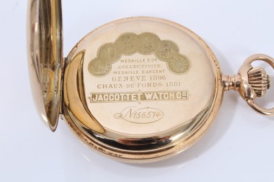 Lot 276 - 14ct gold cased full hunter pocket watch by Jaccottet Watches Co.