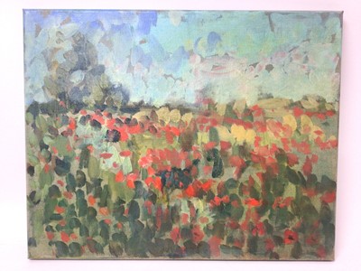 Lot 113 - Annelise Firth (b.1961) oil on canvas - Poppy Field, signed and dated 2021 verso, 40cm x 50cm, unframed