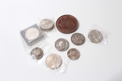 Lot 492 - G.B. - Mixed coins and commemorative medallions to include Victoria JH Crown 1889 (N.B. With edge bruises) otherwise F.  Elizabeth II Crowns 1953 x 3 UNC, 1960 x 2 UNC, AE Medallion 'Marriage of Al...