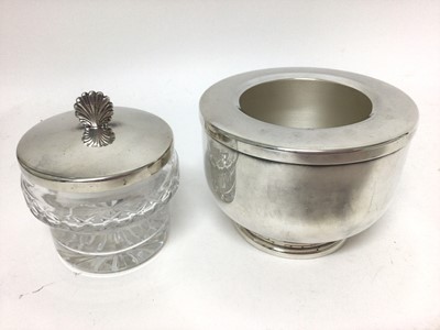 Lot 94 - Asprey silver plated caviar dish with removable cut glass bowl and plated lid and body, 14cm high overall