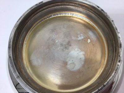 Lot 94 - Asprey silver plated caviar dish with removable cut glass bowl and plated lid and body, 14cm high overall