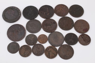 Lot 495 - G.B. - Mixed copper and bronze coinage to include George III 'Evasion' Half Penny 'George Rules' 1775 (N.B. GF for type)...