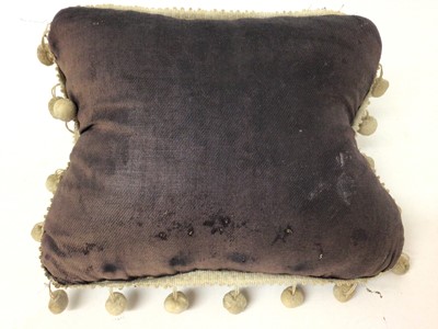 Lot 96 - Late Victorian Royal Horse Artillery Sweetheart Cushion with embroided and beaded decoration 'RHA with love G W', 18cm x 23cm