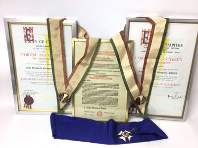Lot 34 - Three French Wine Society decorations awarded to Lady Elizabeth Anson ( later Lady Elizabeth Shakerley C.V.O.)- comprising