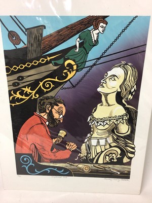 Lot 165 - Penny Berry Paterson (1941-2021) colour linocut print, Neptune's Rib, signed and numbered 4/30, 46 x 35cm
