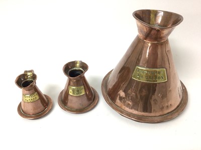 Lot 208 - Three 19th century graduated Copper measures