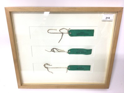 Lot 215 - Three Royal flower labels from Lady Elizabeth Shakerley C.V.O. Mounted in glazed frame