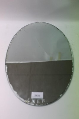 Lot 2633 - Original L.N.E.R. Gresley Coach interior oval mirror, 50.5cm in length
