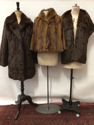 Lot 2176 - Canadian Squirrel coat and stole together with a Mink short length jacket
