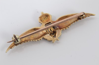 Lot 295 - Second World War 14ct gold RAF sweetheart brooch