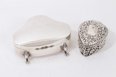 Lot 365 - Silver jewellery box and heart shaped trinket box (2)