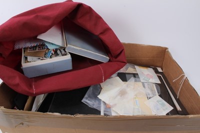 Lot 1586 - Two boxes of stamp albums and loose world stamps