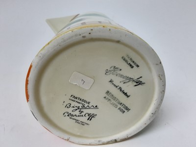 Lot 1264 - Clarice Cliff Bizarre range Fantasque milk Jug and cup (2)