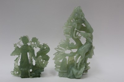 Lot 2544 - Two modern green hardstone figures (2)