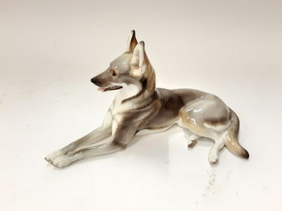 Lot 1275 - Professor Theodor Karner (1884 - 1966) Nymphenburg porcelain model of an Alsatian with marks to base