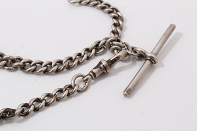 Lot 325 - Two silver watch chains, one with a pig charm