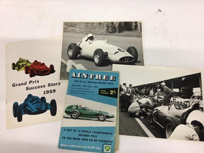Lot 2007 - Interesting collection of 1950's and early 1960's motorsport and Formula One ephemera to include 1959 Aintree 12th RAC British Grand Prix Official Programme, together with official information / re...