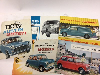 Lot 2005 - Collection of five 1960's British Motor Corporation (BMC) car sales brochures for the Morris Mini Minor and Austin Seven (5)