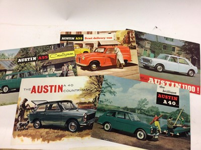 Lot 2003 - Collection of fifteen 1950's / 1960's British Motor Corporation (BMC) car sales brochures for Austin to include Austin A35, Gipsy, A40 and A99 Westminister (15)