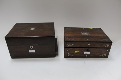 Lot 2521 - Victorian mother of pearl inlaid rosewood writing box and one other Victorian rosewood veneered box