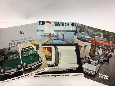 Lot 1998 - Collection of twenty three 1960's Standard Triumph car sales brochures for various models to include Vitesse, TR4, Spitfire and 2000 (23)