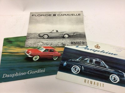 Lot 1997 - Collection of ten 1960's Renault car sales brochures for various models to include Dauphine - Gordini, Floride and Caravelle (10)