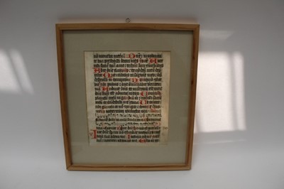 Lot 2534 - Two 15th / 16th century illuminated manuscript leafs, together with another similar