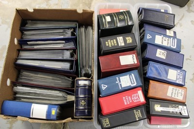 Lot 1385 - Stamps - GB and World Covers in albums including Channel Islands, silk issues, locomotives, Royalty etc, 4 boxes (qty)