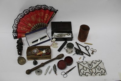 Lot 2558 - Waterman fountain pen, Bamboo brush pot, corkscrew and sundry items