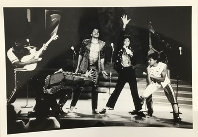 Lot 1605 - Michael Jackson and The Jacksons Thirty 1980's Black and White Photographs including Press Release, Photographer Ebert Rogers, Epic and others.
