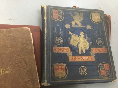 Lot 1608 - Four 19th century albums of crests, armorials and ephemera