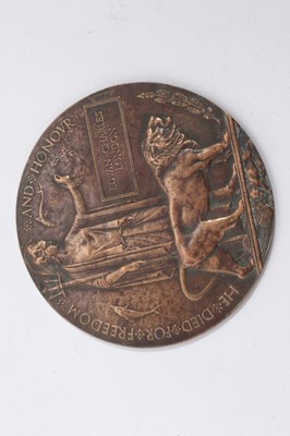 Lot 697 - First World War Memorial (Death) plaque named to Edwin Charles London