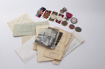 Lot 692 - Interesting Second World War Polish medal group comprising 1939 - 1945 Star, Italy Star, Defence and War medals together with a Polish medal and badges