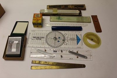 Lot 2554 - Box of calculators, slide rules, etc